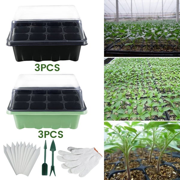 12 Cells Seedling Starter Tray Seed Germination Garden Flower Plant Pot Carousel 8