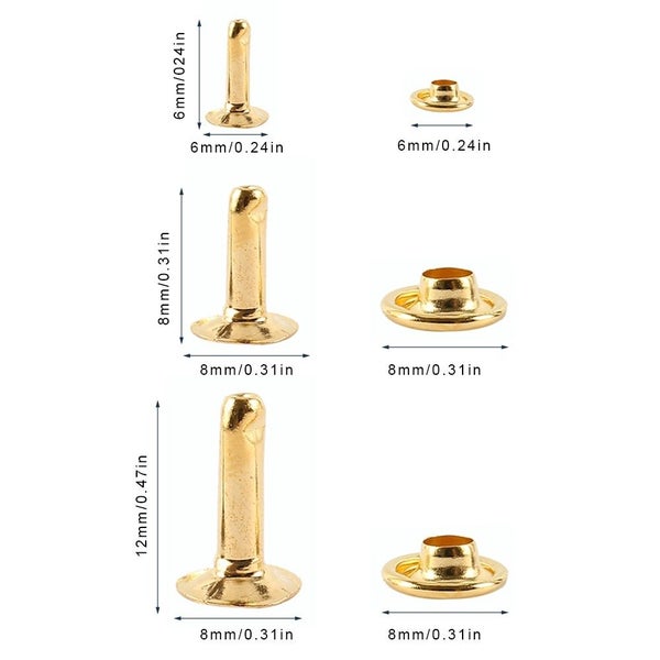 480PCS Leather Rivets Double Cap Rivet Tubular Metal Studs Fastener Sna Carousel 9