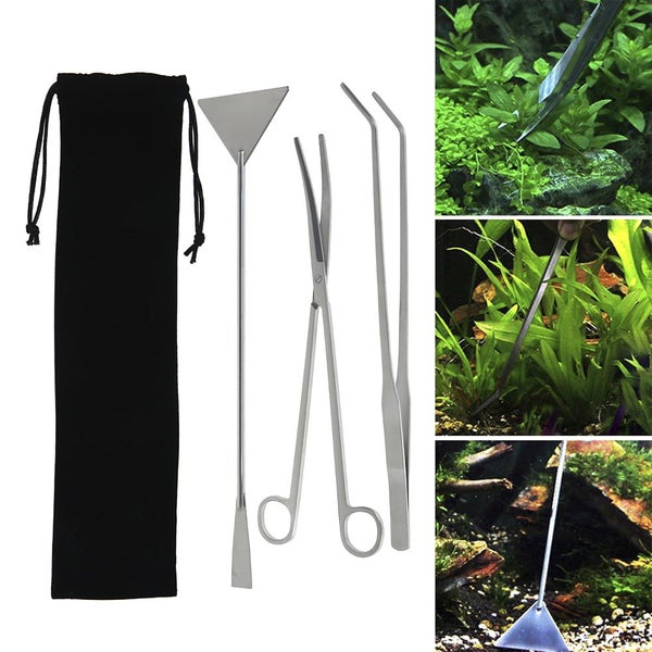 4pcs Stainless Steel Aquarium Fish Tank Aquascaping Tools Plant Tweezer Carousel 1