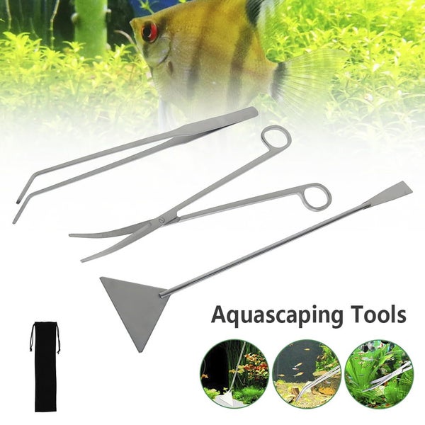 4pcs Stainless Steel Aquarium Fish Tank Aquascaping Tools Plant Tweezer Carousel 2