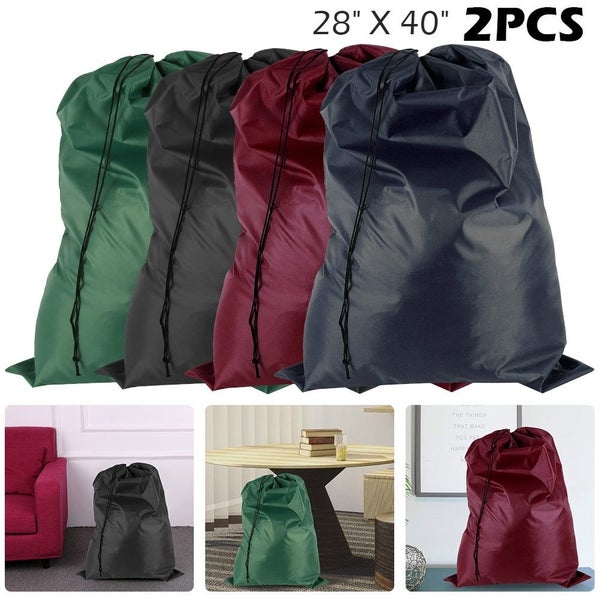 2Pcs Nylon Laundry Bag Travel Drawstring Bag Rip-Stop Large Hamper Line Carousel 2