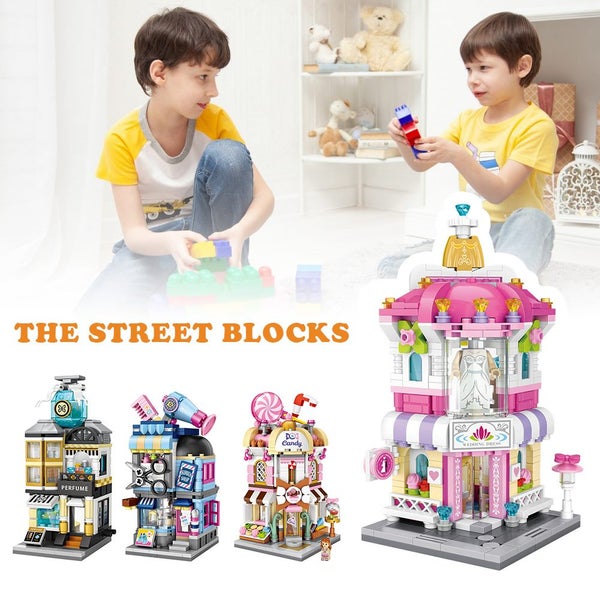 Mini Street View Building Blocks Model,House Model Educational Creative Carousel 2