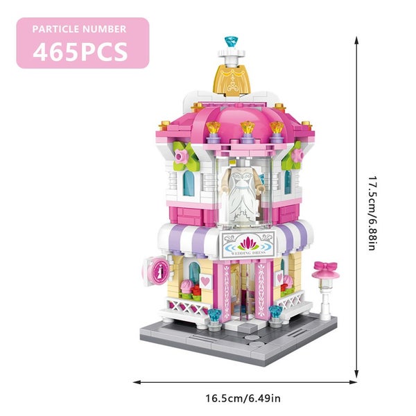 Mini Street View Building Blocks Model,House Model Educational Creative Carousel 11