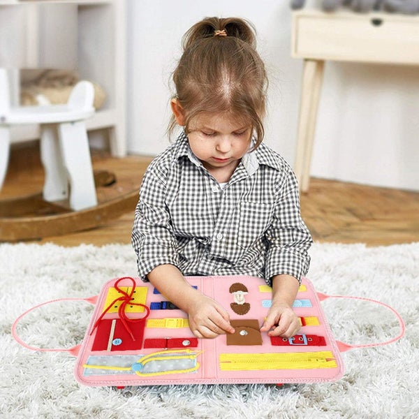 Toddler Busy Board Toy, Montessori Basic Skills Activity Board Improve Carousel 2