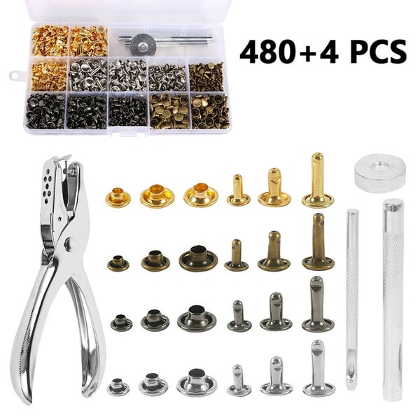 480pcs Snap Fasteners Kit with Rivet Punch Base Pliers - Metal Button Snaps Pres Carousel 1
