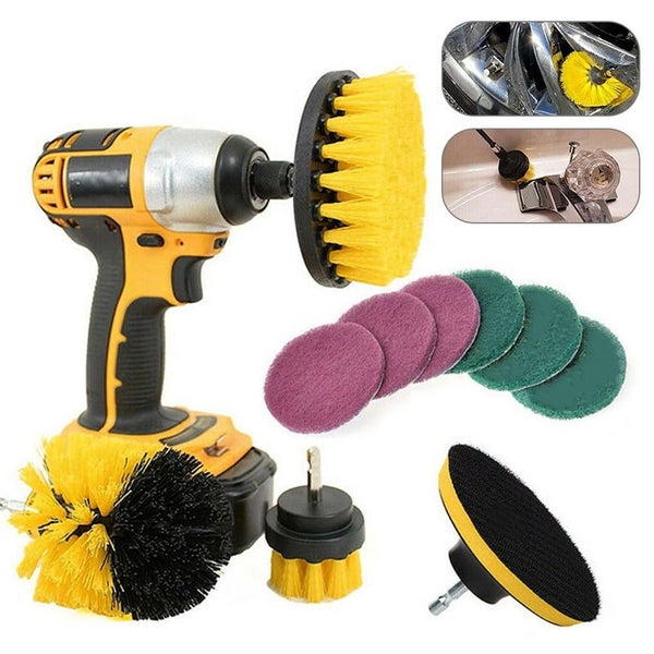 10Pcs/Set Tile Grout Power Scrubber Cleaning Drill Brush Kit Scrub Tub Carousel 1