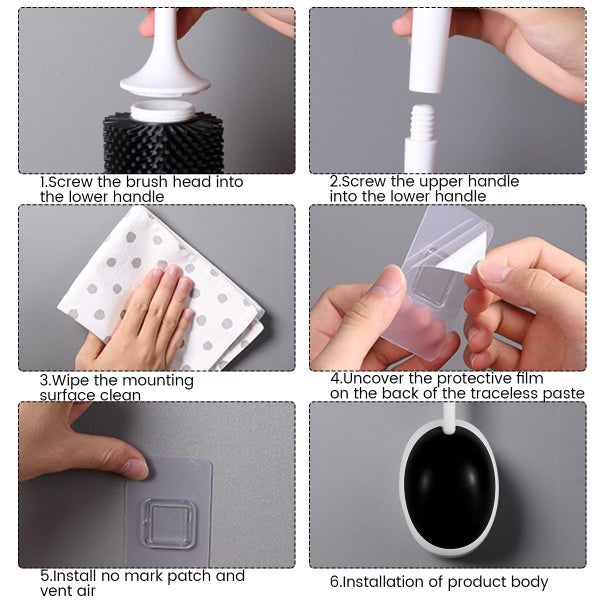 Toilet Brush and Holder Set Wall Mounted Toilet Brush with Long Handle Carousel 10