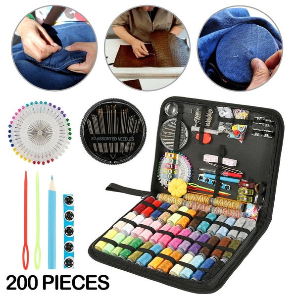 200Pcs Sewing Kit Premium with 41 Spools Thread Portable Needle Threade Carousel 1