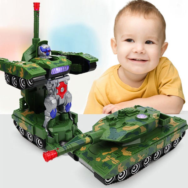 Automatic Transforming Robot Tank Toys with LED Light and Music Battery Carousel 1