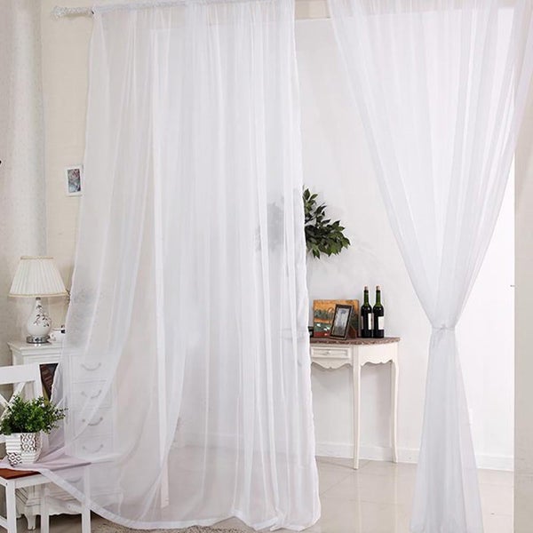 2Pcs Panels Of Voile Slot Top Net Curtains Plain Window Curtain Home De Carousel 2