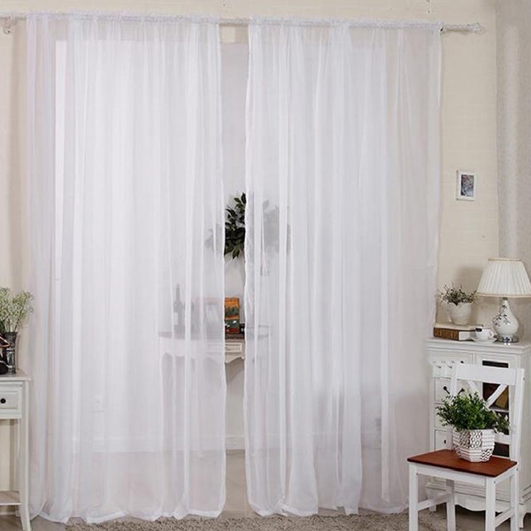 2Pcs Panels Of Voile Slot Top Net Curtains Plain Window Curtain Home De Carousel 7