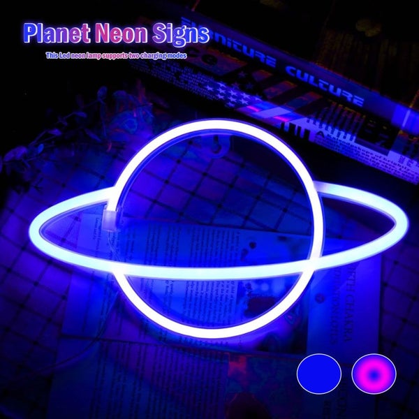Small Night Light Planet Neon Light LED Home Decoration Art Decoration Carousel 1