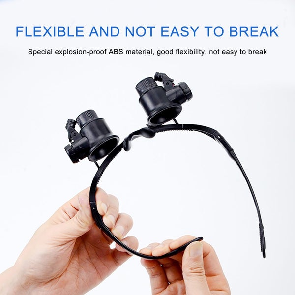 Eye Glasses Loupe with Light Jeweler Watch Repair Tool LED Double Magni Carousel 10