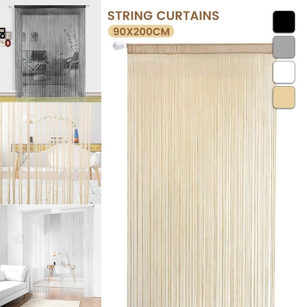 90x200cm Solid Color String Curtains Panels Door Fly Screen Room Divide Carousel 1