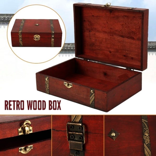 Wooden Treasure Storage Box with Lock Treasure Chest Decorative Boxes with Lids Carousel 1
