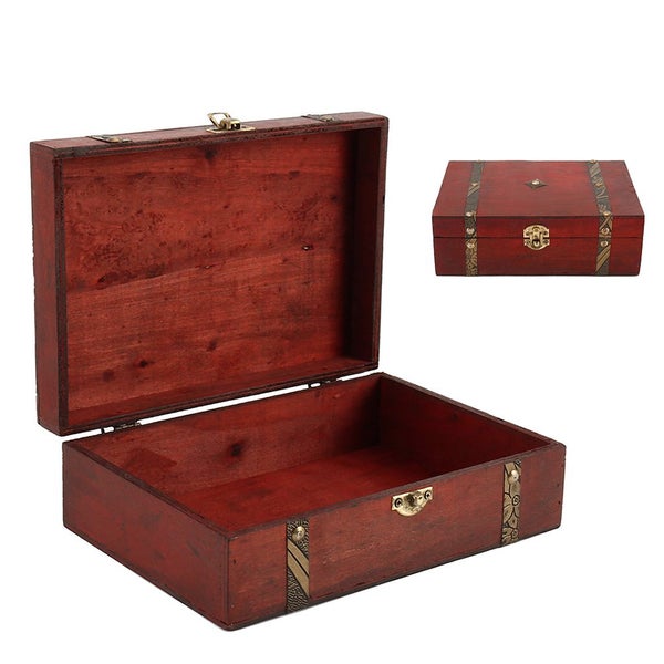Wooden Treasure Storage Box with Lock Treasure Chest Decorative Boxes with Lids Carousel 2