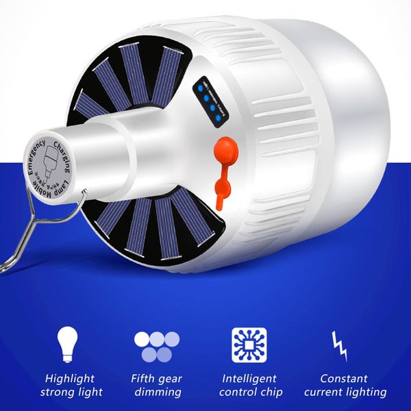 100W Solar Power Shed Light Bulb LED Portable Hanging Lamp Rechargeable Carousel 2