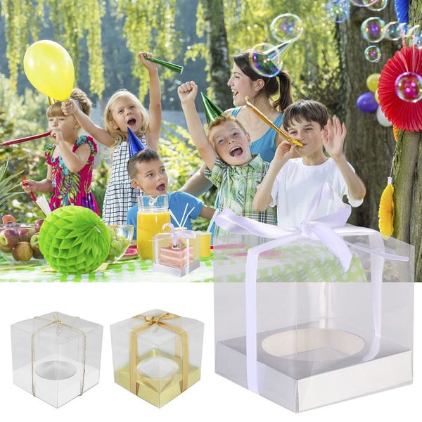 Transparent Cake Box Decoration Gift Display Container Easy Folding Box Carousel 1