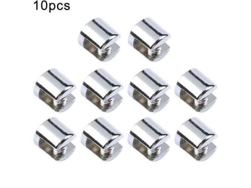 10 Pcs Glass Shelf Support Clamp Brackets Clip Chrome Shelves Bathroom Mirror Carousel 1