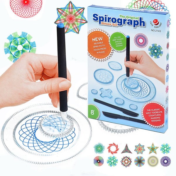 Spirograph Drawing Toy Set Spiral Graph Drawing Kit Spiral Crafts Creative Educa Carousel 1