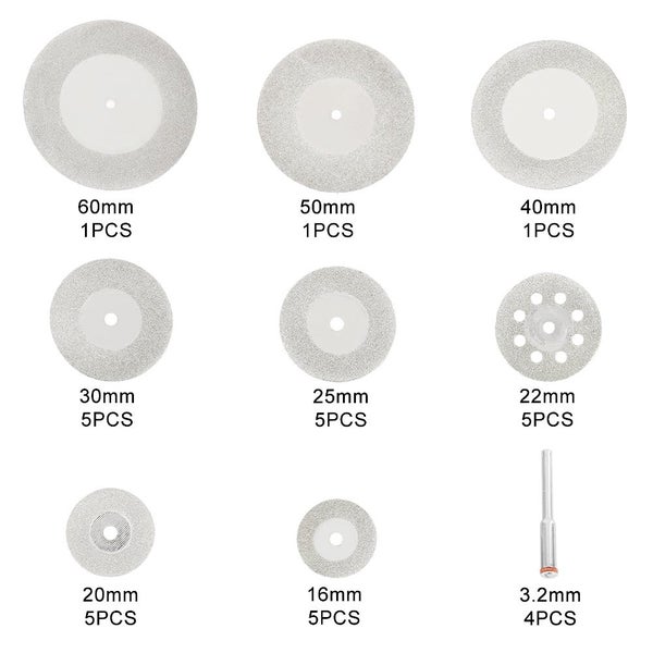 32Pc Diamond Cutting Discs Wheel Saw Blades Set+Drill Bit For Dremel Ro Carousel 9