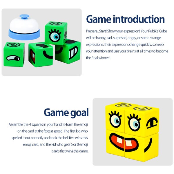 Wooden Expression Puzzle Building Cubes,Face Change Cube Game Education Carousel 8