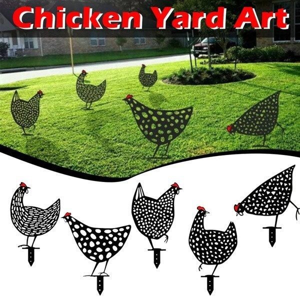 5 Style Gardening Ornaments Chicken Yard Art Garden Backyard Lawn Stake Carousel 2
