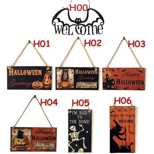 9 Styles Halloween Hanging Listing Wooden Ghost Festival Carnival Night Carousel 2