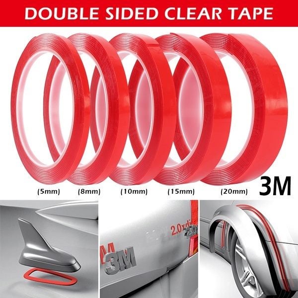 5 Roll 10MM Red Double Sided Adhesive Tape Clear Acrylic Super Strong S Carousel 2