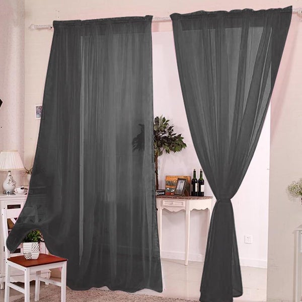 2Pcs Sheer Voile Net Curtains Panels Window Drapes for Bedroom Living R Carousel 2