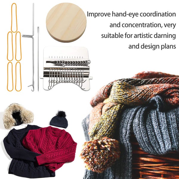Weaving Loom Kit Mini Darning Loom Convenient 14 Hooks Small Weaving Lo Carousel 7