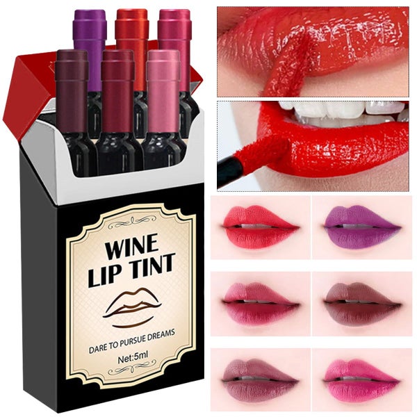 6 Color Red Wine Bottle Lip Gloss Matte Waterproof Durable Moisturizing Carousel 1