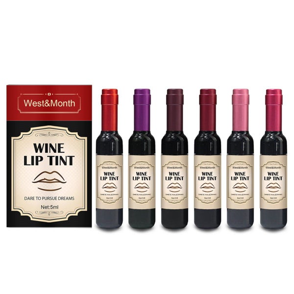 6 Color Red Wine Bottle Lip Gloss Matte Waterproof Durable Moisturizing Carousel 2