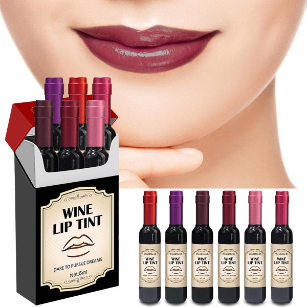 6 Color Red Wine Bottle Lip Gloss Matte Waterproof Durable Moisturizing Carousel 8