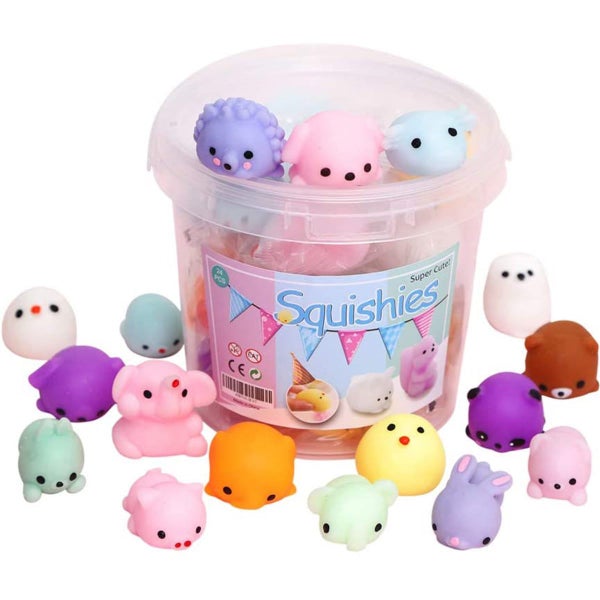 24Pcs Mochi Squishy Toys Squishy Stress Relief Toys Mochi Animal Toys w Carousel 1