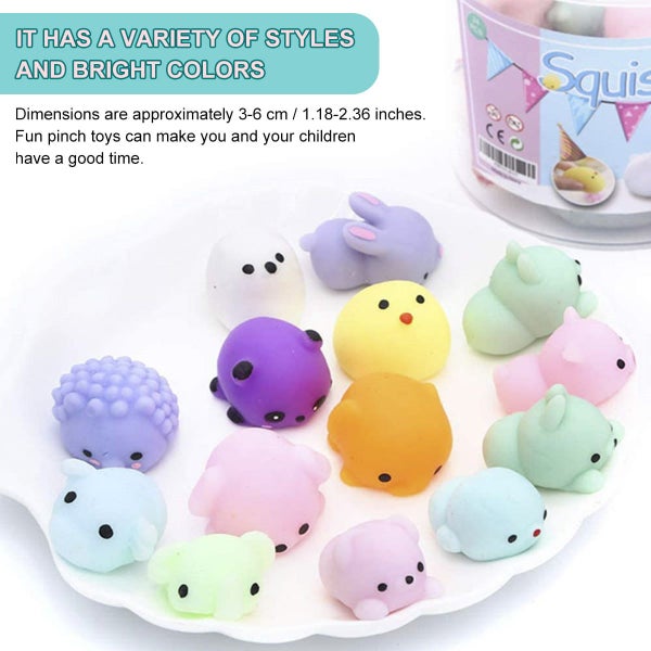 24Pcs Mochi Squishy Toys Squishy Stress Relief Toys Mochi Animal Toys w Carousel 2