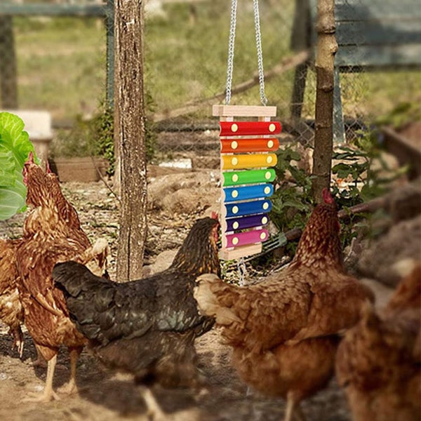 Wooden Chicken Xylophone Toy Suspensible Hen Musical Toy Coop Pecking T Carousel 8