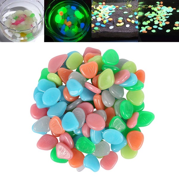 100PCS Aquarium Trnament Stones Glow Pebbles are Used for Garden Orname Carousel 2