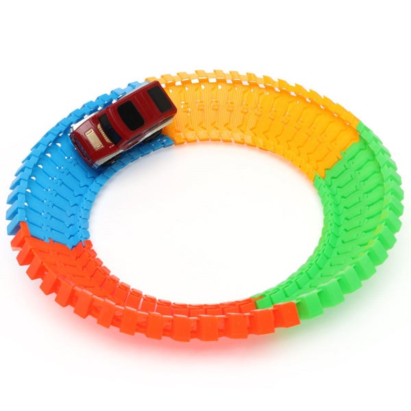 Race Tracks Toys for Boys ,Flexible Track Playset with 4pcs Tracks and Carousel 2