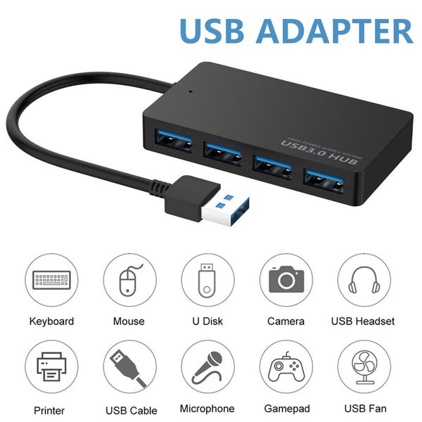 USB Hub 4 Port Powered 3.0 Portable Adapter Extension Multi USB Hub Spl Carousel 1