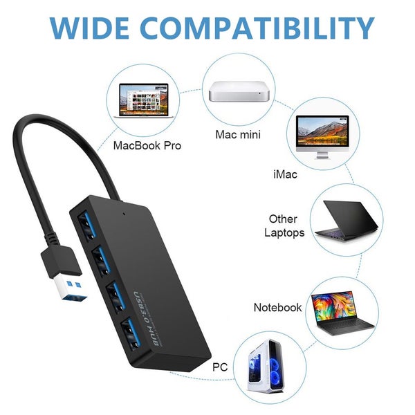 USB Hub 4 Port Powered 3.0 Portable Adapter Extension Multi USB Hub Spl Carousel 2