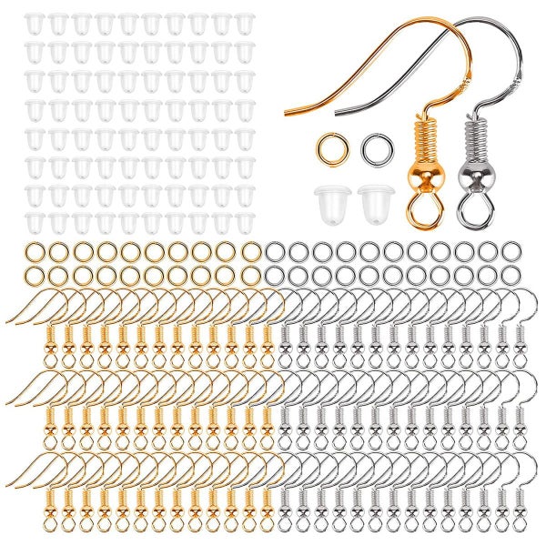 300pcs Earring Hooks Plated Hypoallergenic Ear Wire Hook Fish Shape Ear Carousel 1