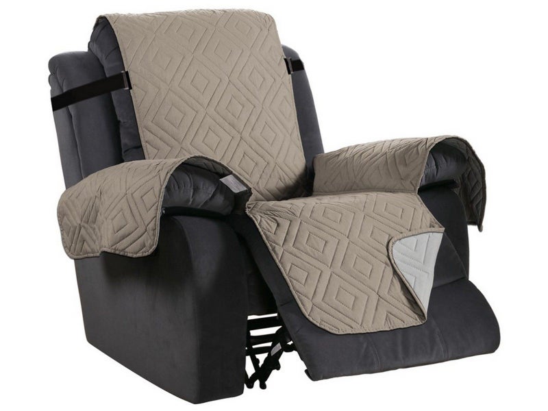 Water Resistant Reversible Recliner Chair Cover Sofa Couch Slipcover Khaki L Carousel 1