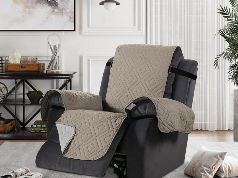 Water Resistant Reversible Recliner Chair Cover Sofa Couch Slipcover Khaki L Carousel 2