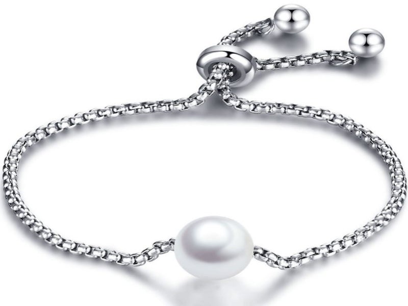 Bracelet Stainless Steel Pearl Bracelet Steel Color Adjustment Size Carousel 1