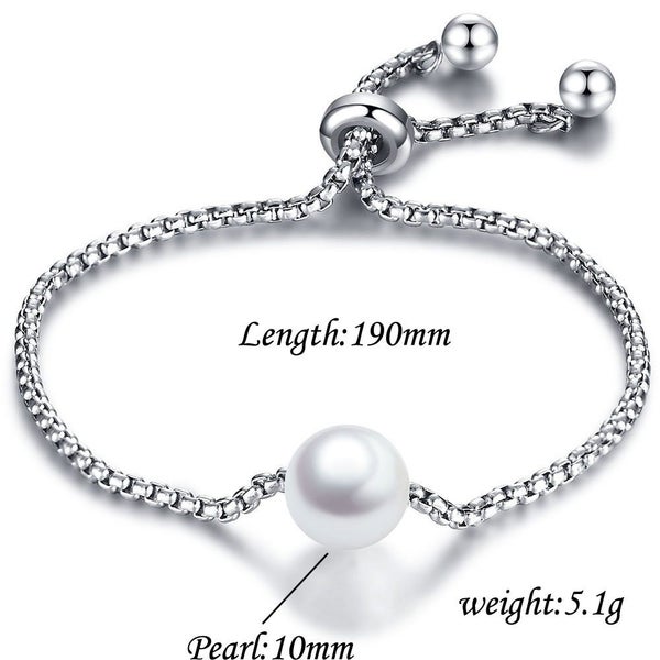 Bracelet Stainless Steel Pearl Bracelet Steel Color Adjustment Size Carousel 5
