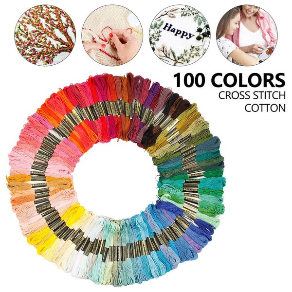 100 Colors Cross Stitch Kits Skeins Cross Stitch Threads Embroidery Sof Carousel 1