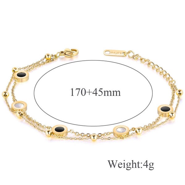 Bracelet Stainless Steel Black&White Round Double-layered Bracelet Gold Color Carousel 3
