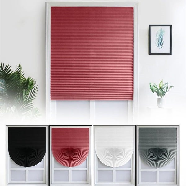 Pleated Shade Curtain Fabric Blind For Bathroom Kitchen Shading Curtain-RED Carousel 2