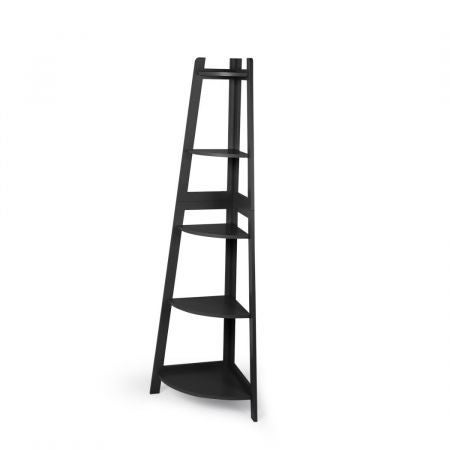 Levede 5 Tier Corner Shelf Wooden Storage Home Display Rack Plant Stand Black Carousel 1